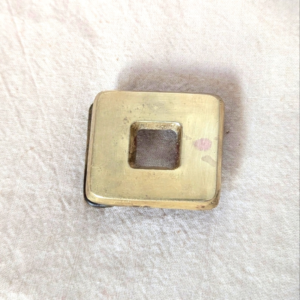 Vintage 1970s Solid Brass Square Belt Buckle